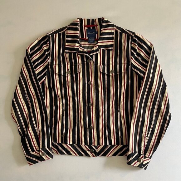 Faconnable Striped Button Up Light Weight Jacket - Picture 1 of 5
